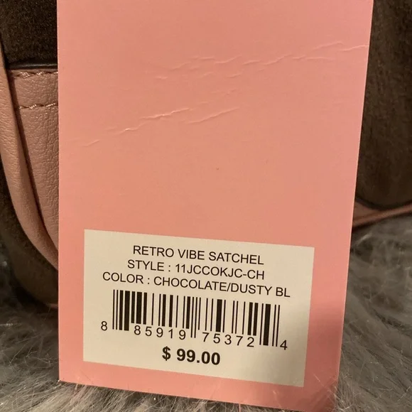 BNWT JUICY COUTURE Retro Vibe Satchel in Dusty Blush Chocolate Brown